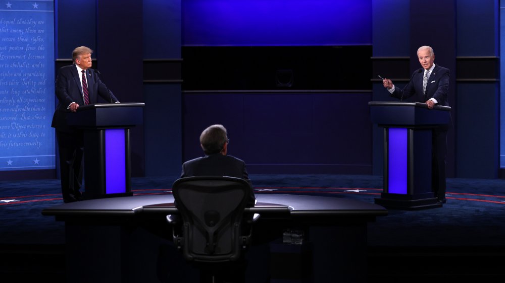 Wide shot, debate stage