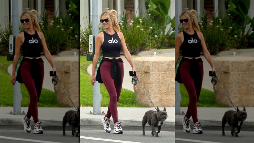 Christina Haack walking her dog