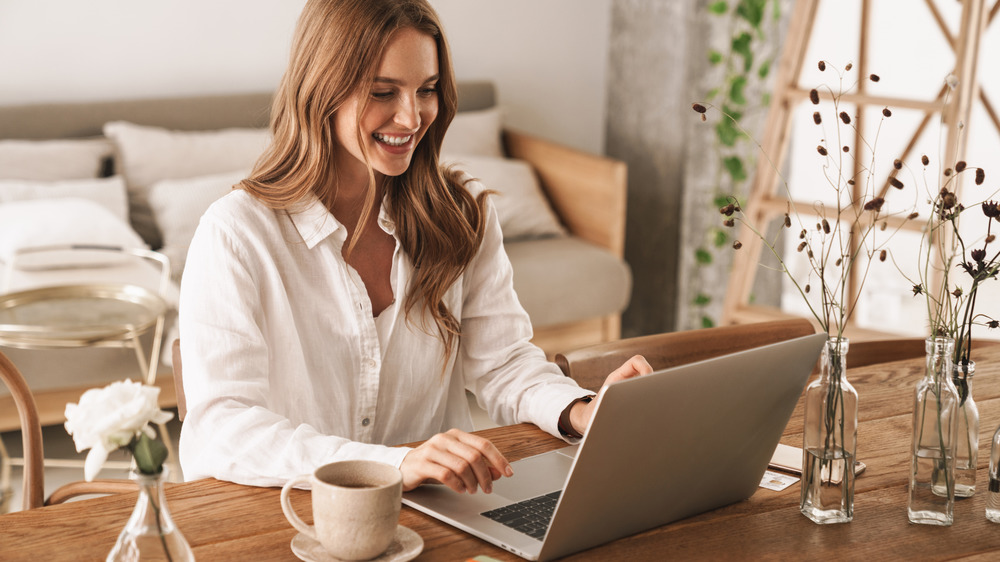 Woman working in home office