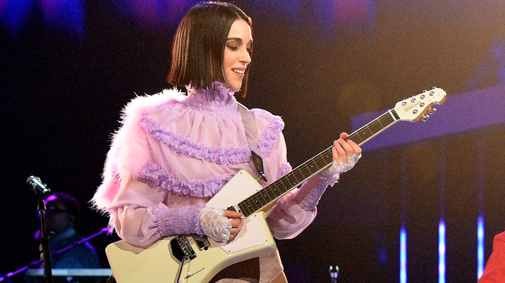 St. Vincent performs with Dua Lipa during the 2020 Grammy's tribute to Prince