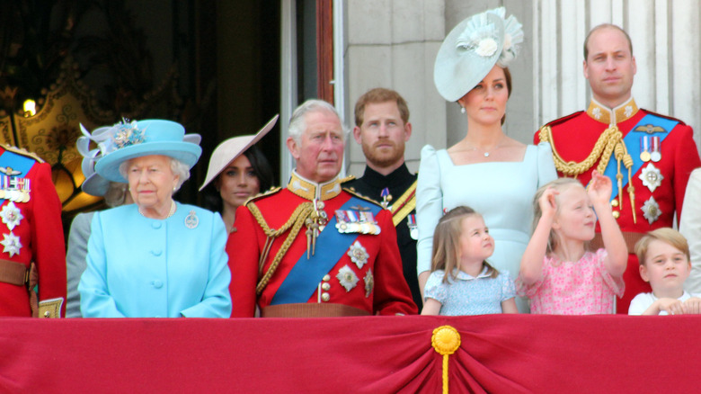 Kate Middleton with the Queen and royal family members 