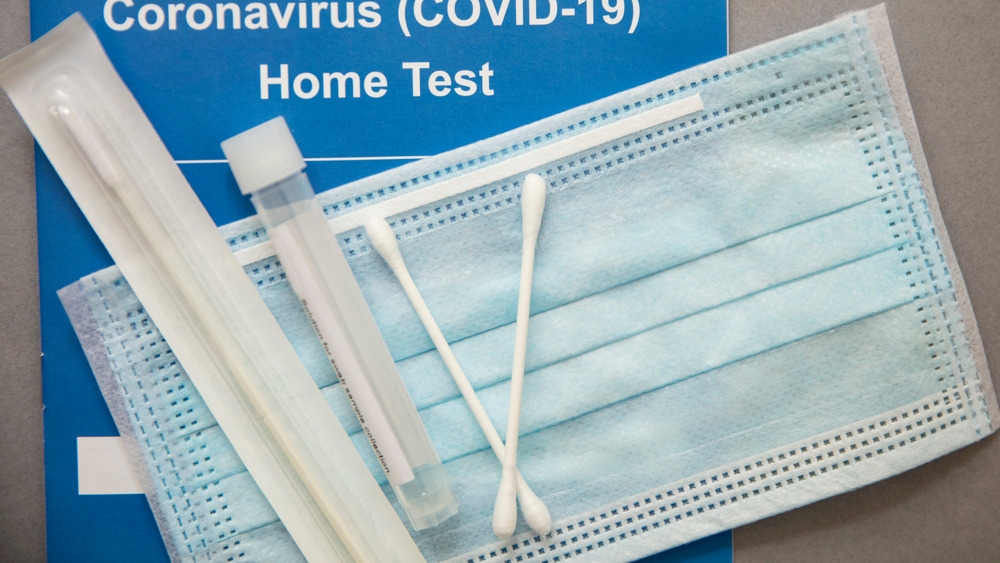 A sample coronavirus at-home test kit