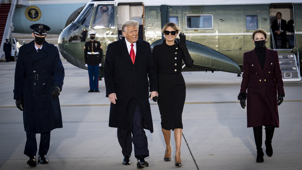 Donald and Melania Trump arrive at Joint Base Andrews