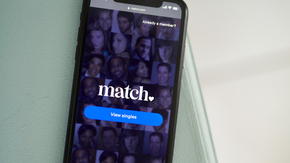 Match.com on phone