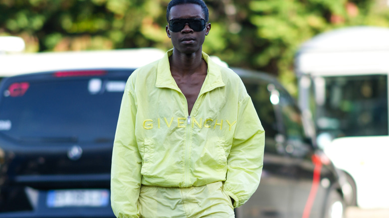 Model wearing a Givenchy sweatsuit 