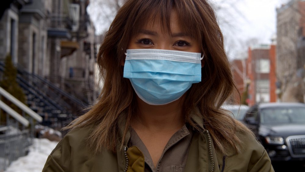 Woman in face mask