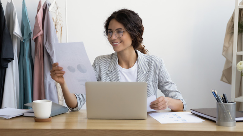 wedding planner analyzing papers