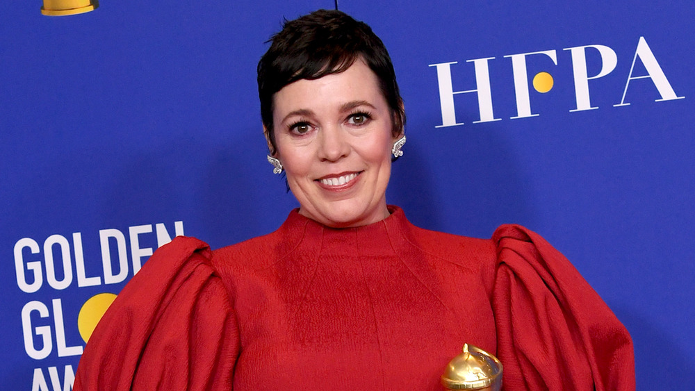 Olivia Colman winning a Golden Globe for The Crown