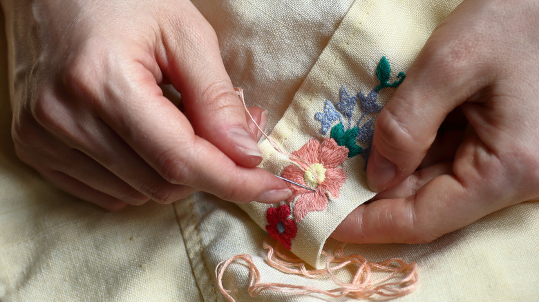 Hand embroidery on garment