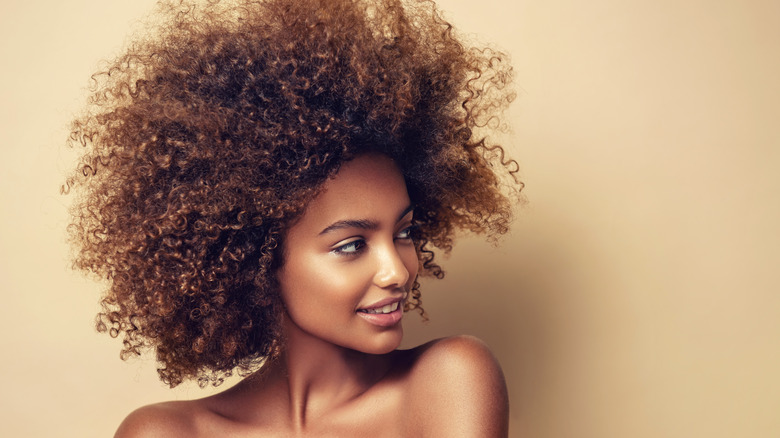 Woman with curly hair