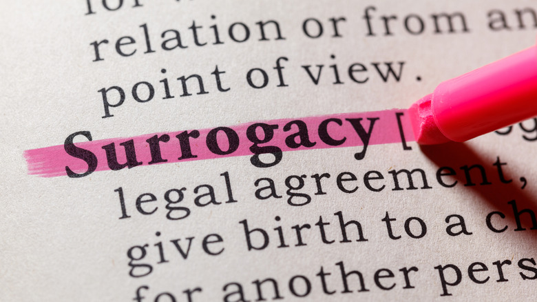 Surrogacy highlighted in dictionary