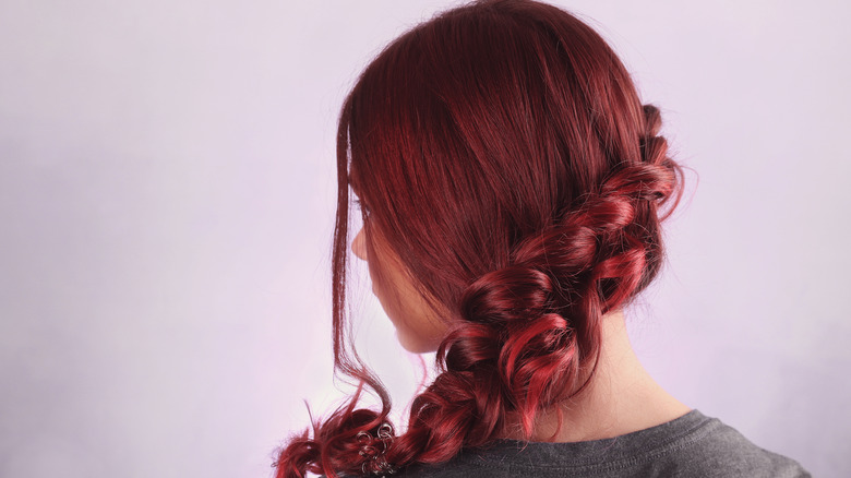 Woman with braided red hair