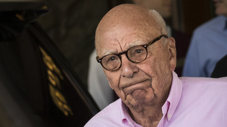 Rupert Murdoch in a pink shirt in 2018