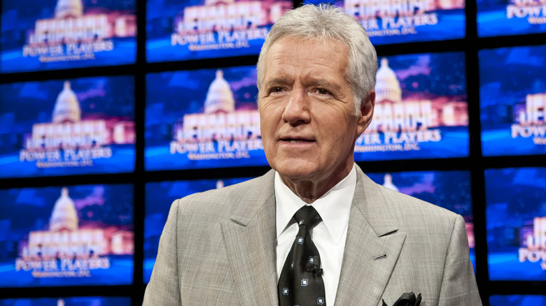 Alex Trebek on Jeopardy set