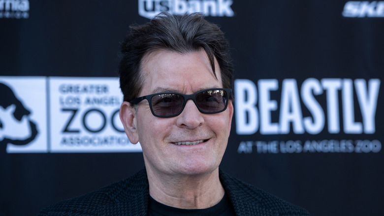 Charlie Sheen smiling sunglasses