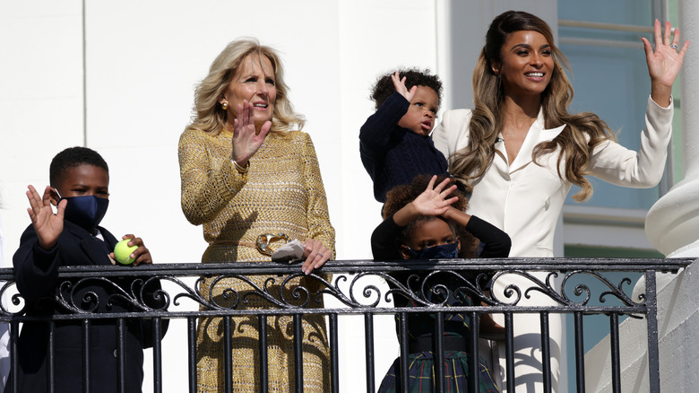 dr. jill biden with ciara and her children, future, Sienna, and win