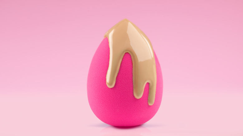 A makeup sponge with foundation