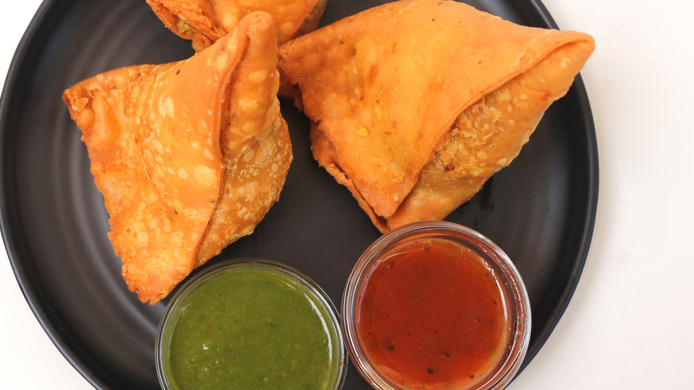 Samosas on a plate