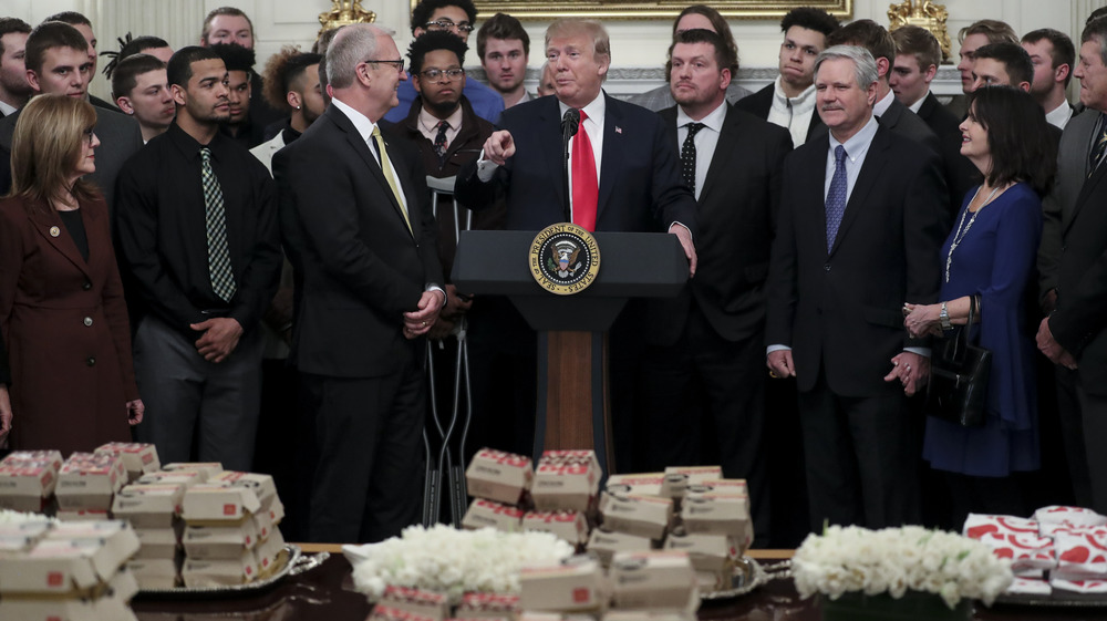 Trump with a table full of McDonald's