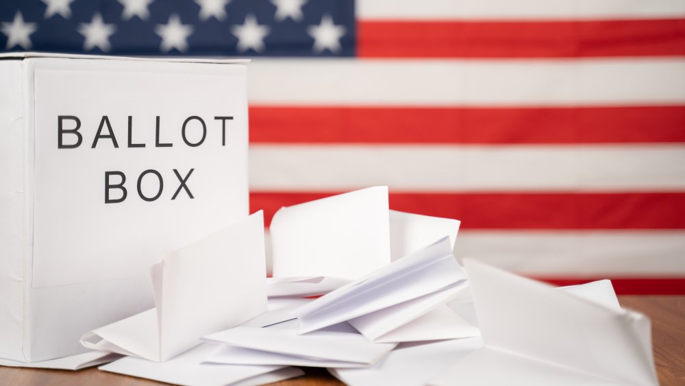 ballot box votes counted usa flag