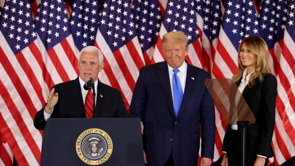 Mike Pence, Donald Trump, and Melania Trump