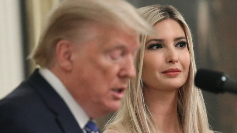 Ivanka Trump sits next to her father onstage