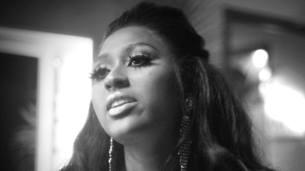 Black-and-white photo of Jazmine Sullivan