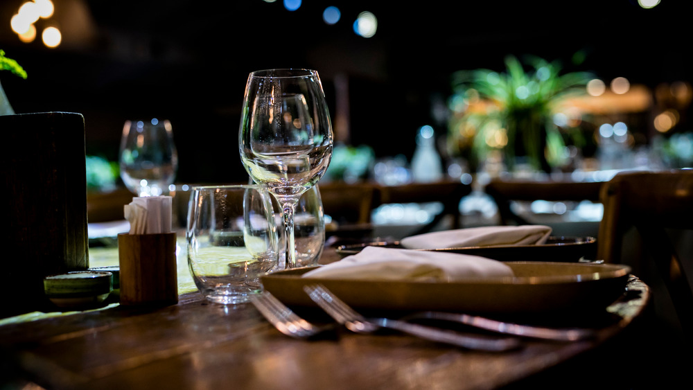 A set table at a restaurant