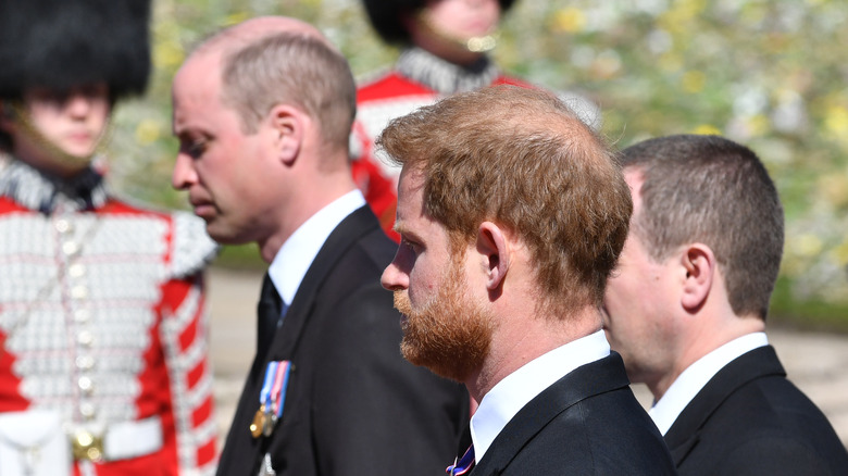 Princes William and Harry at their grandfather's funeral