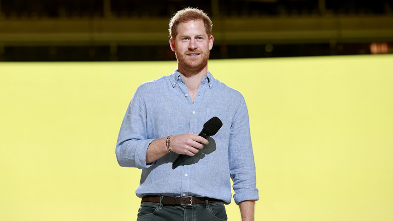 Prince Harry speaking at an event