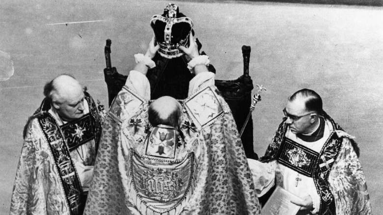 Queen Elizabeth being crowned at her coronation