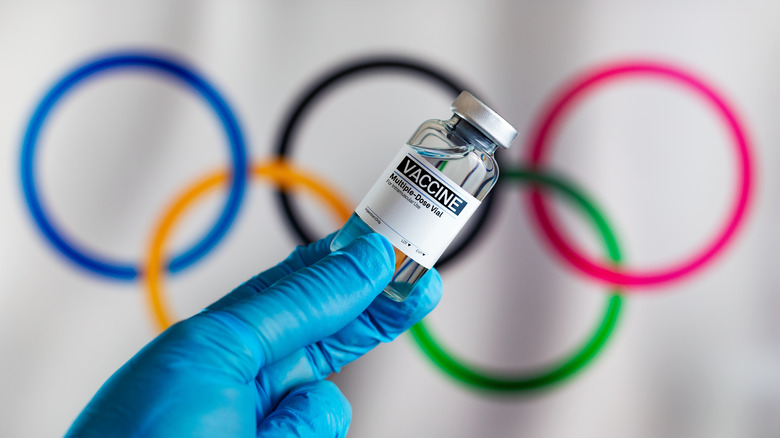 Olympic rings with COVID vaccine 