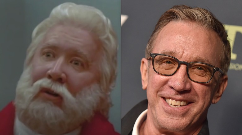 Tim Allen acting in The Santa Clause and smiling now