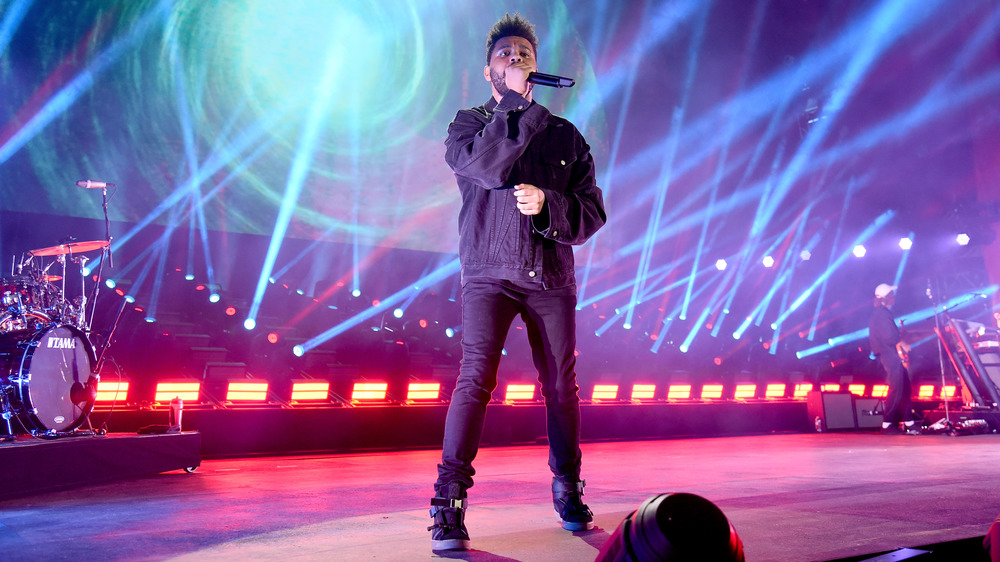 The Weeknd performing in concert