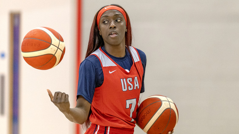 Kahleah Copper at basketball practice