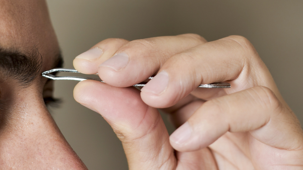 eyebrows being plucked 