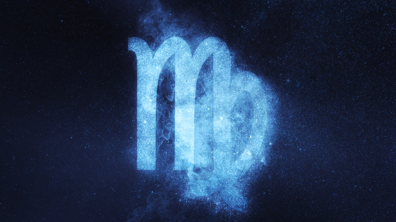 Virgo symbol in blue