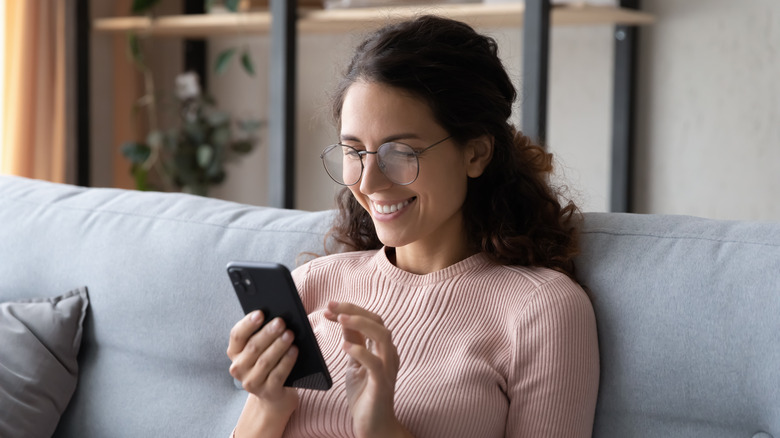 woman using her phone 