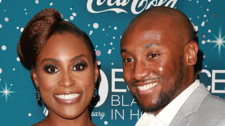 Issa Rae attends an event with husband Louis Diame