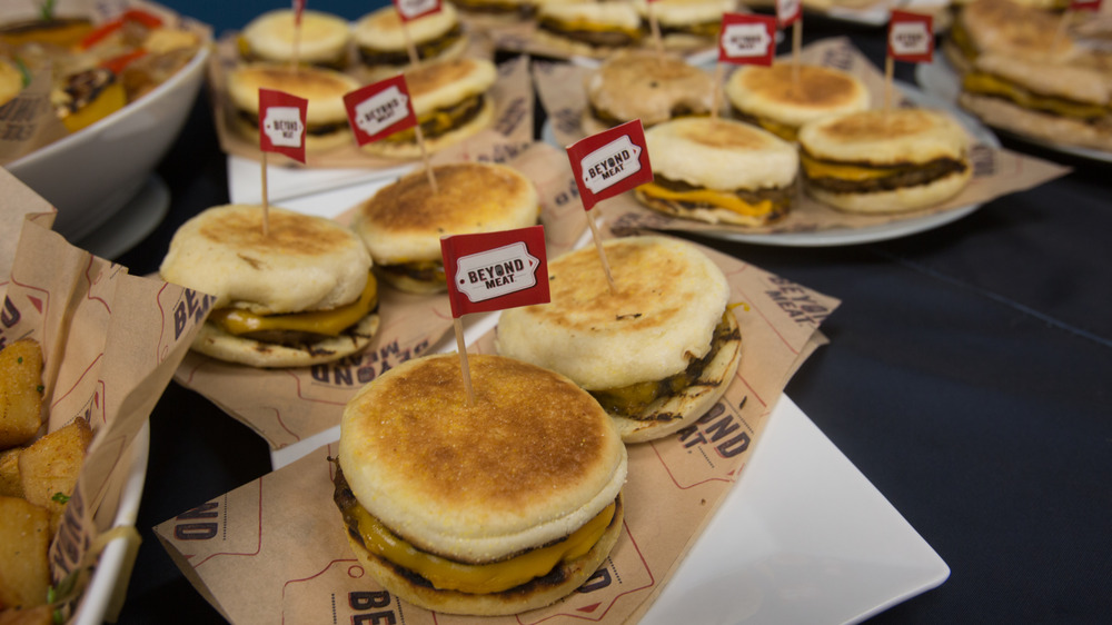 Beyond Meat burgers on display