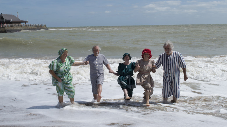 People in Victorian swimwear