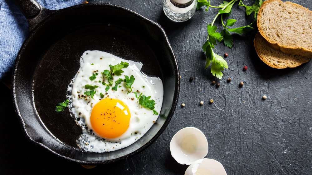 Eggs in cast iron skillet