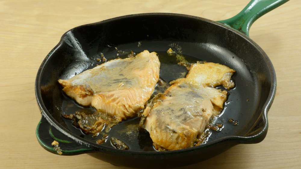 Fish in cast iron skillet