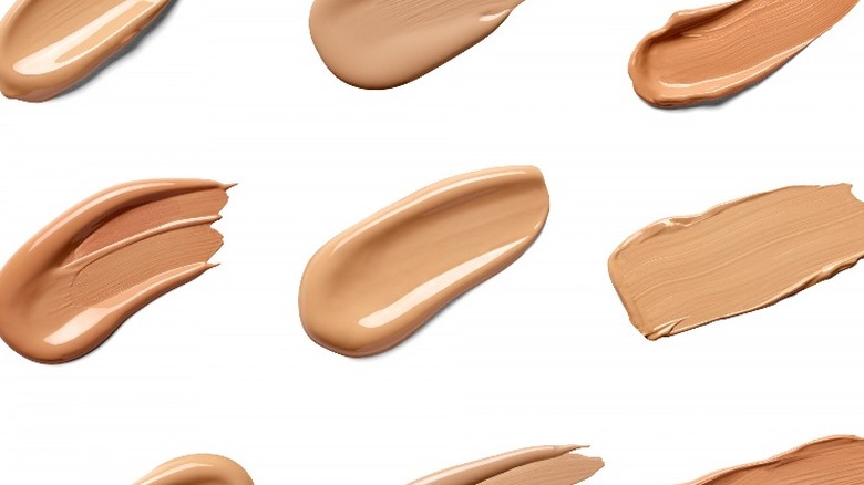 Samples of foundation in various shades and textures