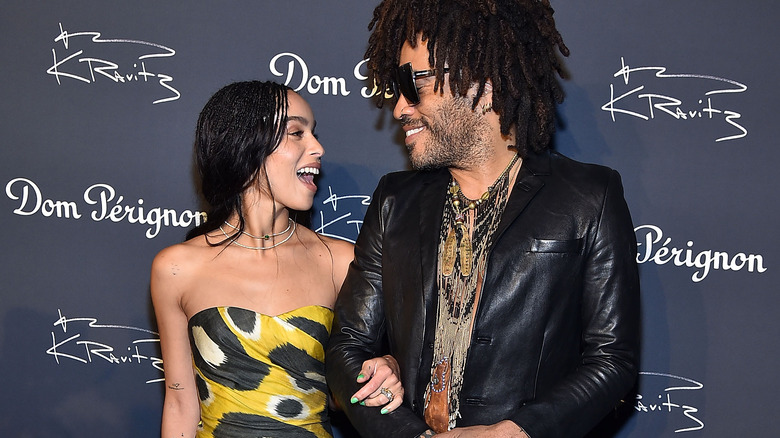 Zoe Kravitz, Lenny Kravitz posing on red carpet