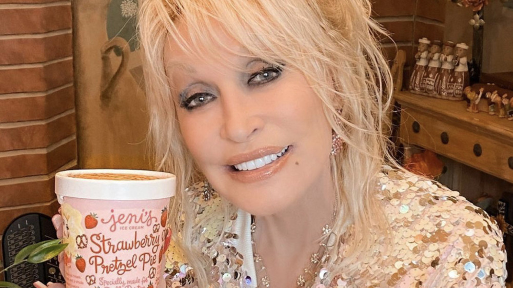 Dolly Parton holding new ice cream