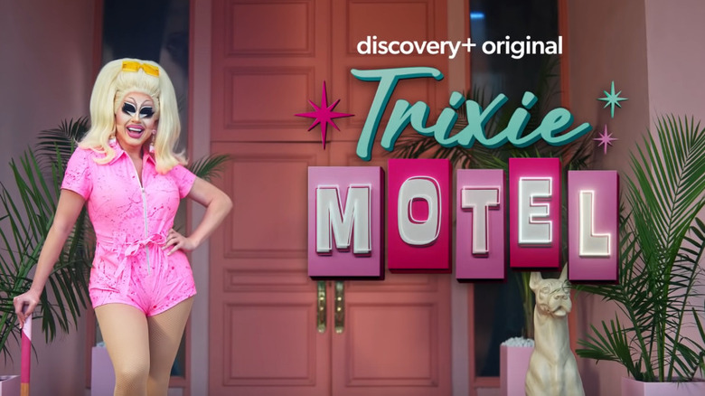 Trixie Mattel poses in the Trixie Motel trailer