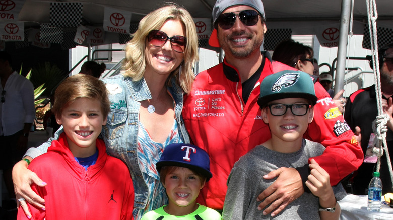 Joshua Morrow and Tobe Keeney posing with their sons in 2015