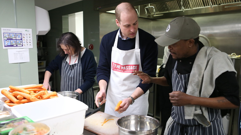 Prince William peeling carrots at The Passage charity