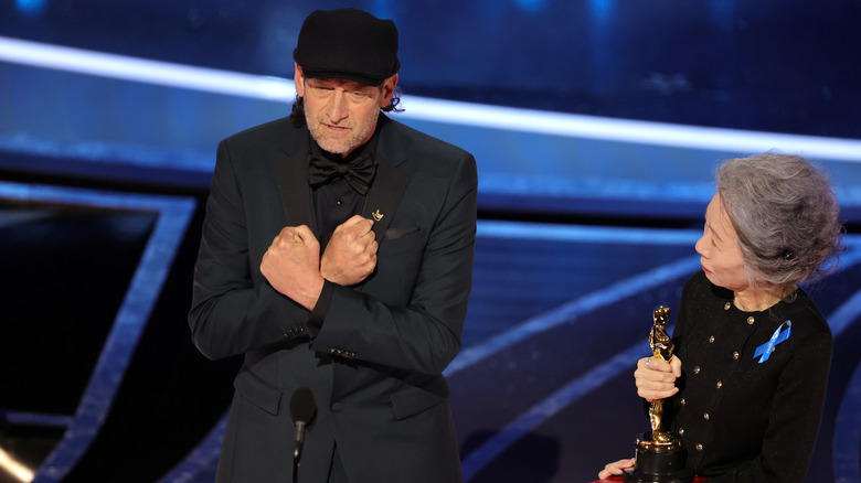 Troy Kotsur accepting Oscars